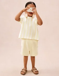 Organic Crinkle Cotton Stripe Top & Shorts Set (0–4yrs)