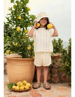 Organic Crinkle Cotton Stripe Top & Shorts Set (0–4yrs)
