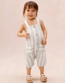 Organic Crinkle Cotton Stripe Romper & Hat Set (0–2yrs)