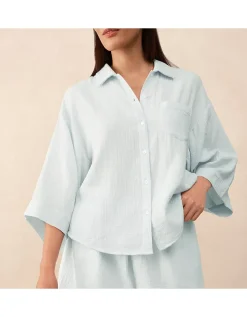 Organic Double Cotton Boxy Button Through Shortie Pyjama Set