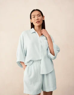 Organic Double Cotton Boxy Button Through Shortie Pyjama Set
