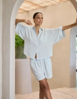 Organic Double Cotton Boxy Button Through Shortie Pyjama Set