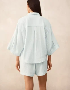 Organic Double Cotton Boxy Button Through Shortie Pyjama Set