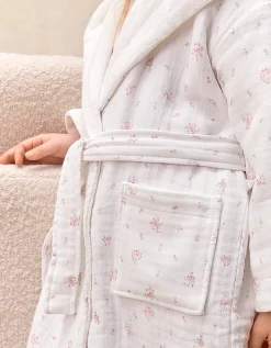 Organic Double Cotton Minnie Floral Towelling Robe (2–12yrs)