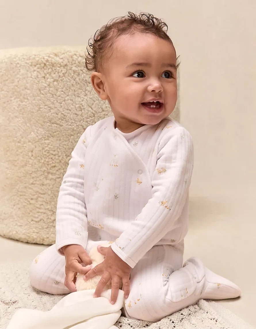 Organic Quilted Cotton Blend Walking Ducklings Wrap Sleepsuit (0–24mths)