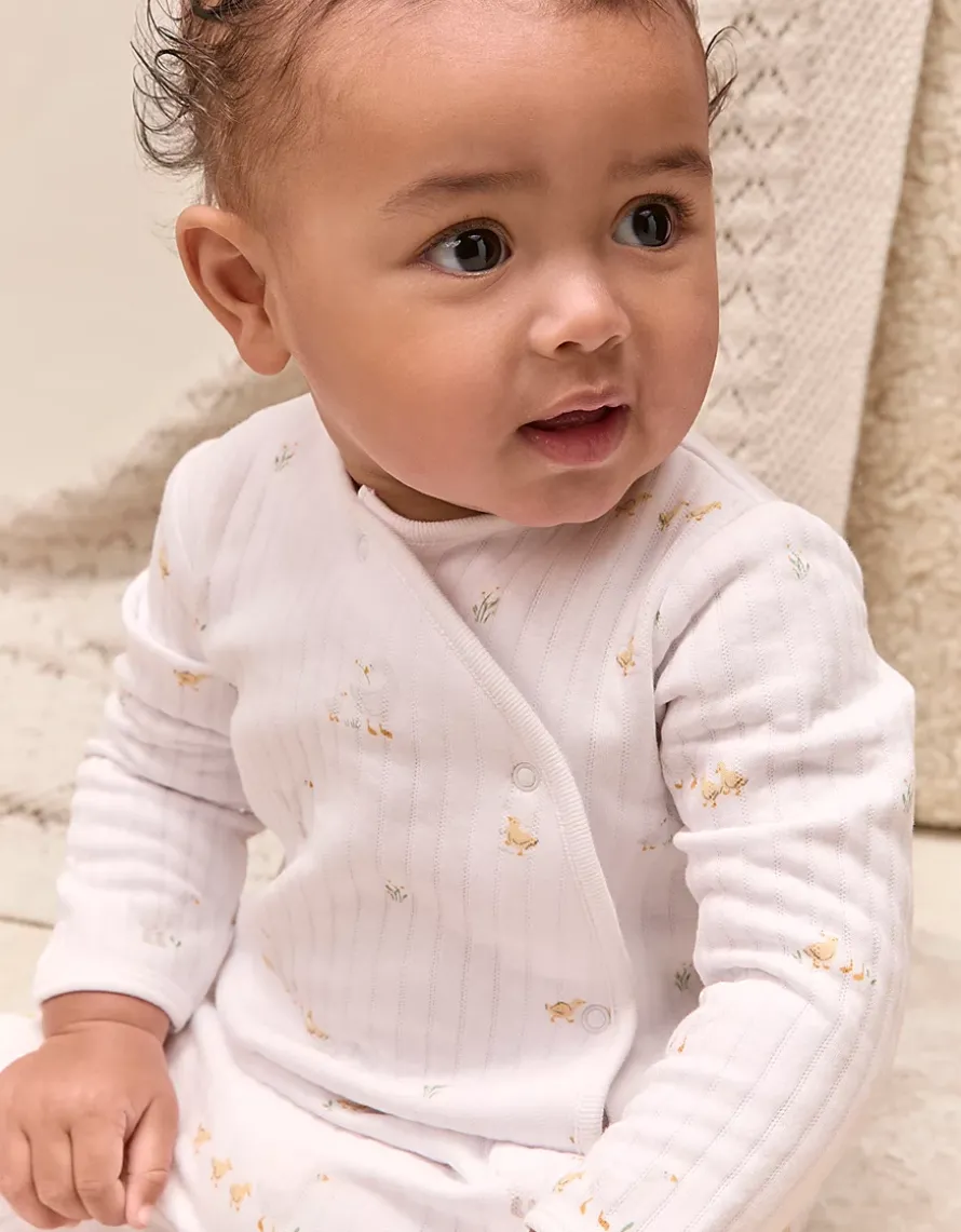 Organic Quilted Cotton Blend Walking Ducklings Wrap Sleepsuit (0–24mths)