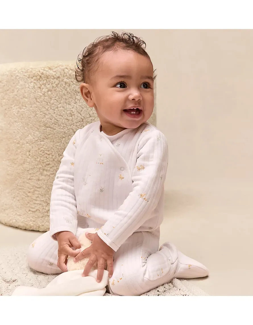 Organic Quilted Cotton Blend Walking Ducklings Wrap Sleepsuit (0–24mths)