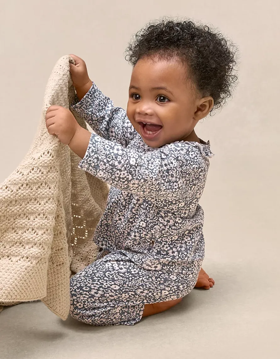Organic Textured Cotton Blend Petunia Print Pyjamas (0–24mths)