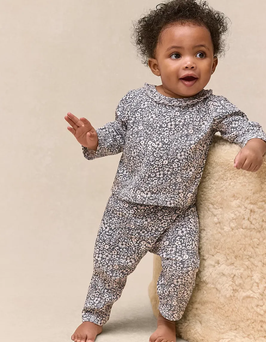 Organic Textured Cotton Blend Petunia Print Pyjamas (0–24mths)