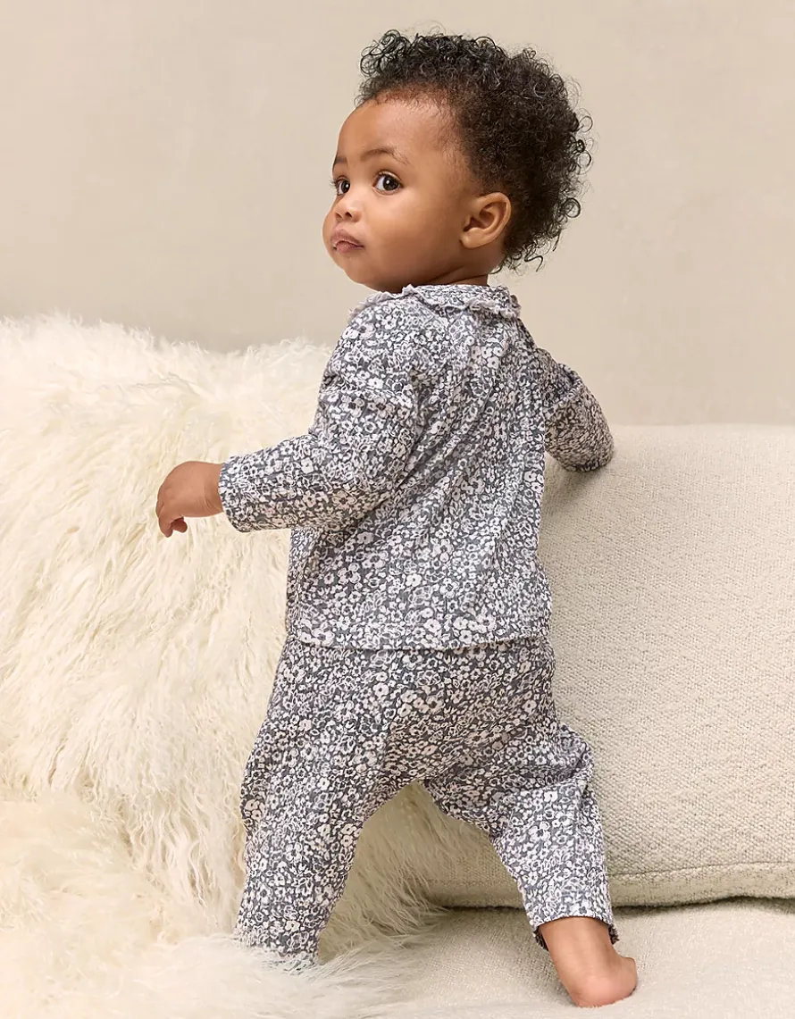Organic Textured Cotton Blend Petunia Print Pyjamas (0–24mths)