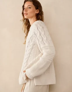 Oversized Patchwork Cable Jumper with Wool