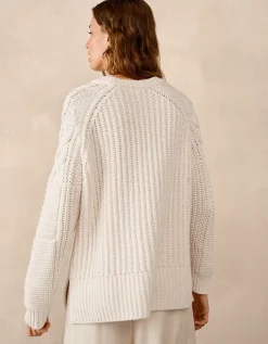 Oversized Patchwork Cable Jumper with Wool