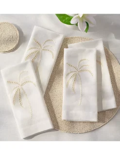 Palm Tree Embroidered Napkin – Set of 4