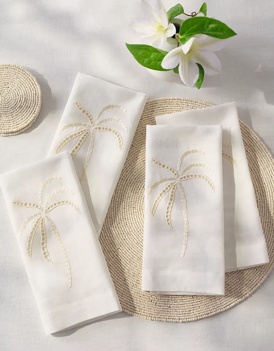 Palm Tree Embroidered Napkin – Set of 4