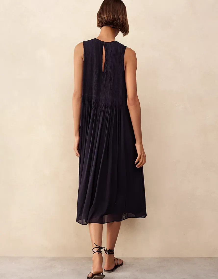Pintuck Panel Midi Dress