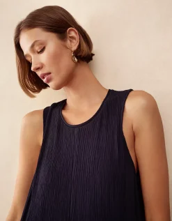 Pintuck Panel Midi Dress