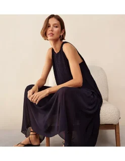 Pintuck Panel Midi Dress