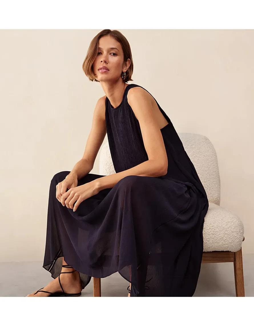Pintuck Panel Midi Dress