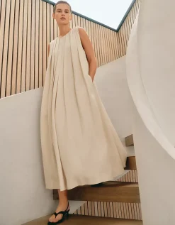 Pleated Sleeveless Maxi Dress