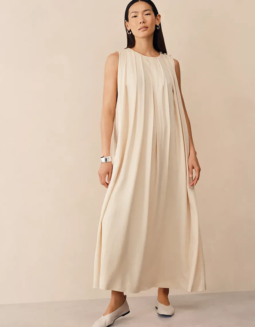 Pleated Sleeveless Maxi Dress