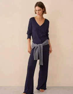 Pointelle Button Through Henley PJ Top