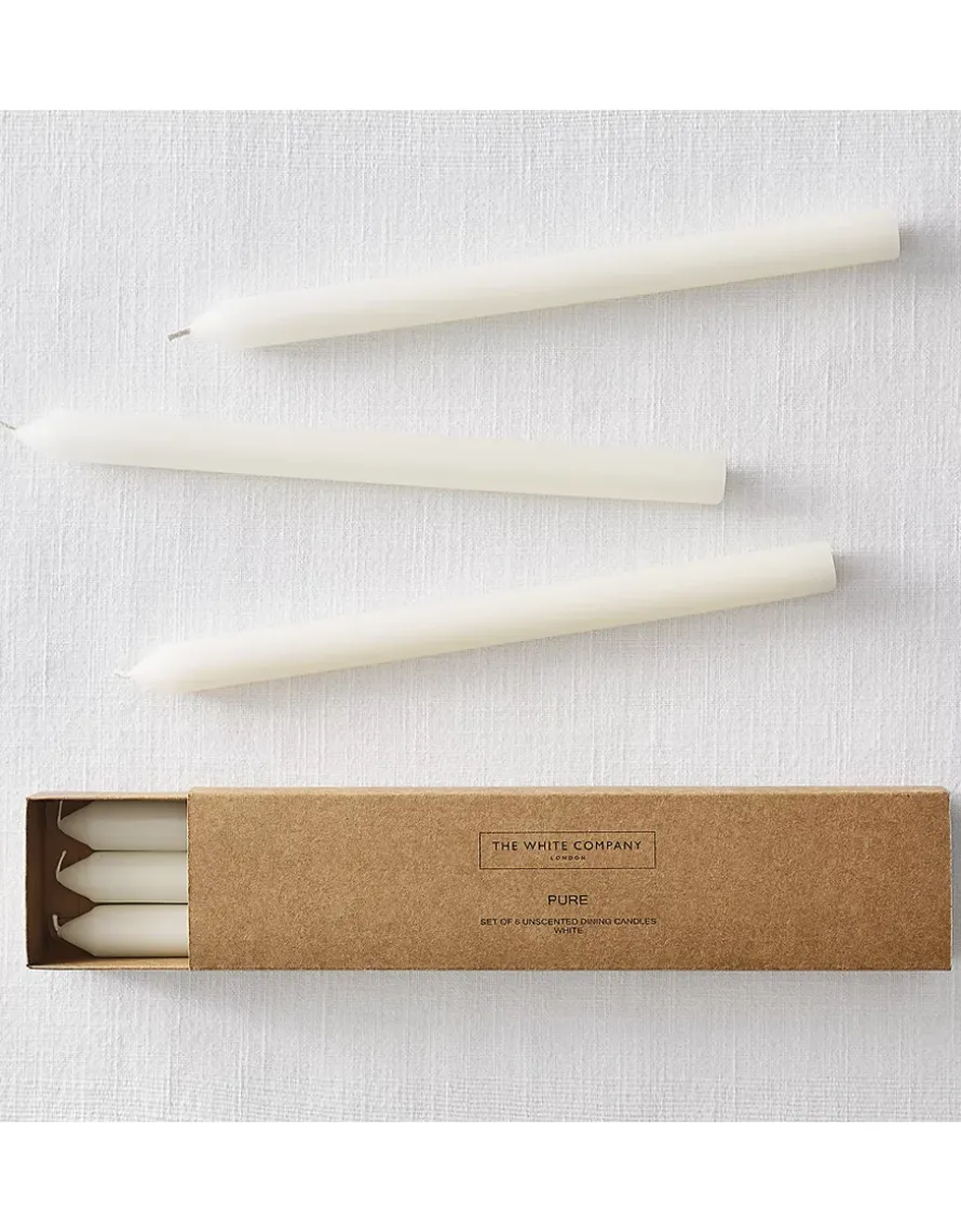 Pure Unscented Dinner Candles – Set of 6