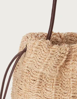 Raffia Crossbody Drawstring Bag