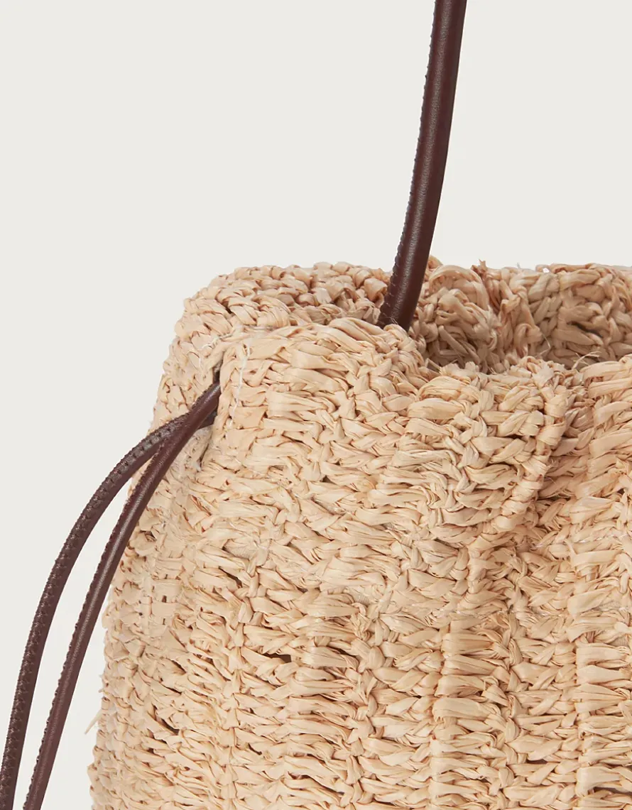 Raffia Crossbody Drawstring Bag