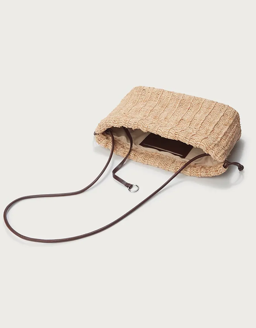 Raffia Crossbody Drawstring Bag
