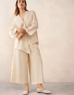 Ramie Ankle Grazer Wide Leg Trousers