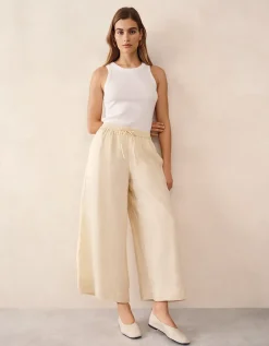 Ramie Ankle Grazer Wide Leg Trousers