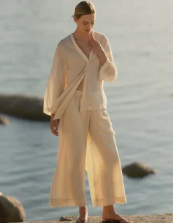 Ramie Ankle Grazer Wide Leg Trousers