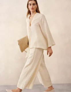 Ramie Ankle Grazer Wide Leg Trousers