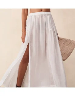 Ramie Smocked Panelled Skirt
