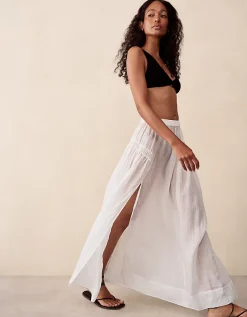 Ramie Smocked Panelled Skirt