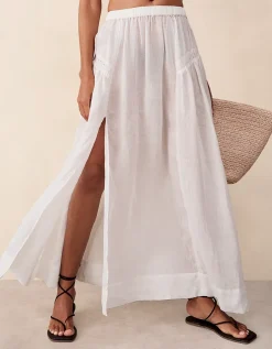 Ramie Smocked Panelled Skirt