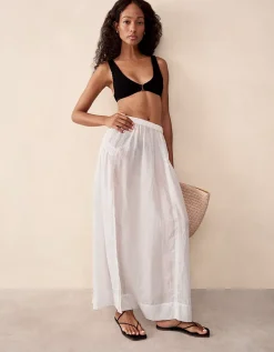 Ramie Smocked Panelled Skirt