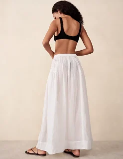 Ramie Smocked Panelled Skirt