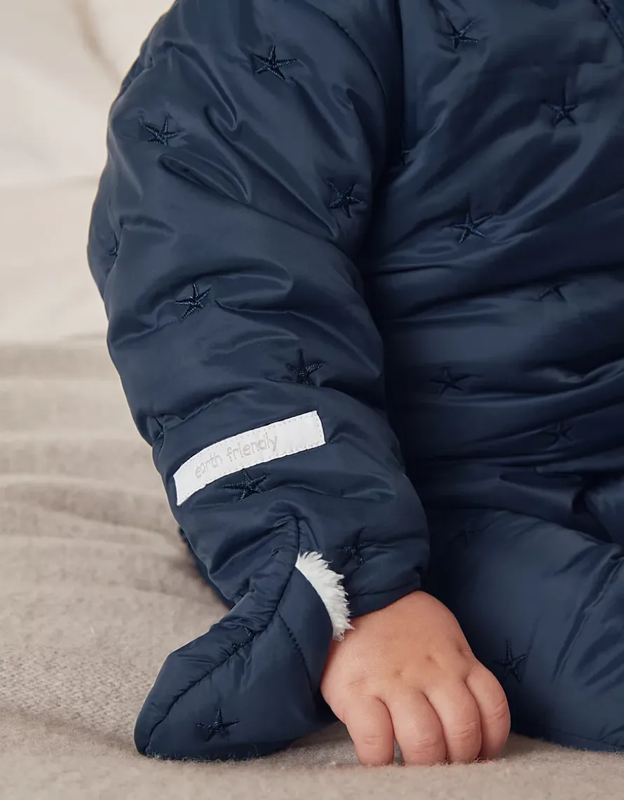 Recycled Star Quilted Pramsuit (0–24mths)