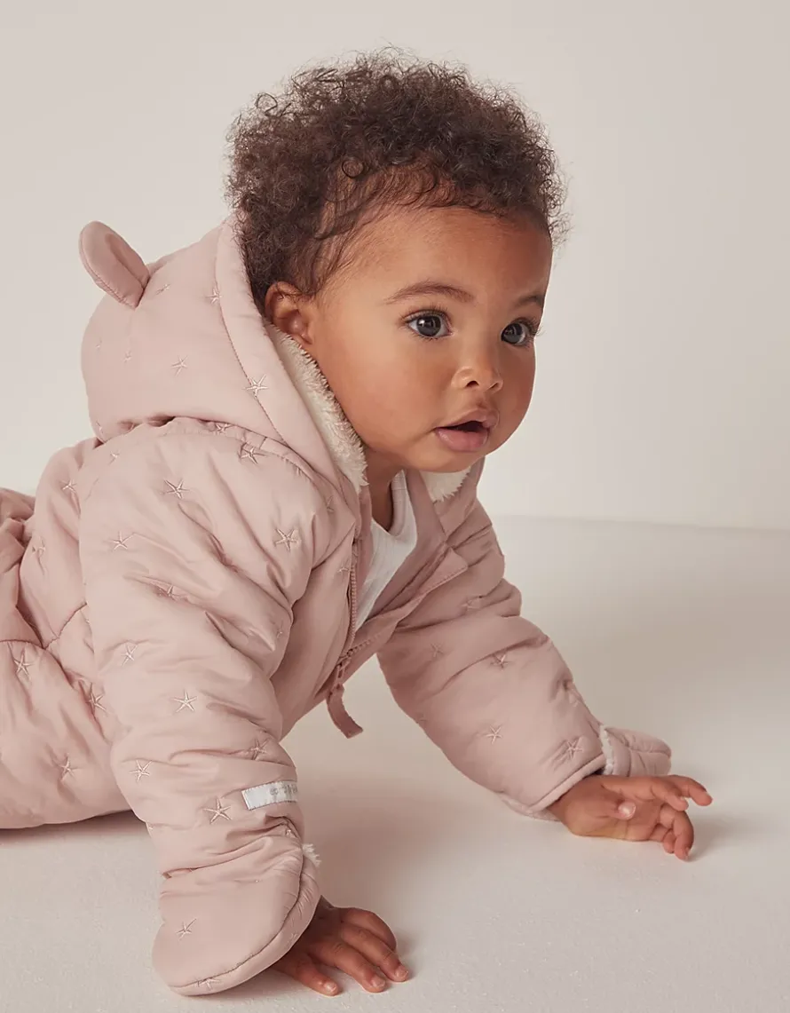 Recycled Star Quilted Pramsuit (0–24mths)