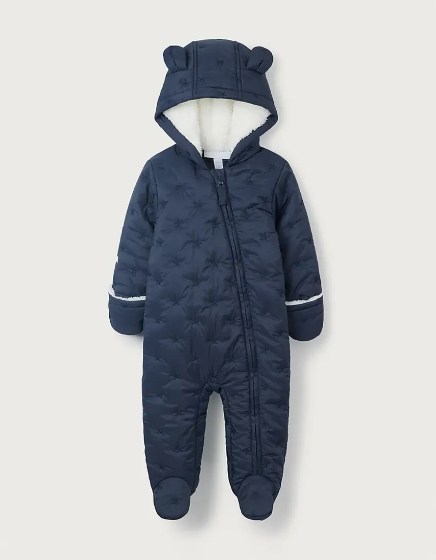 Recycled Star Quilted Pramsuit (0–24mths)