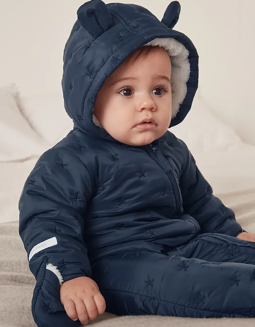 Recycled Star Quilted Pramsuit (0–24mths)
