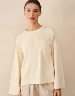 Relaxed Long Sleeve Pocket Detail Jersey Top