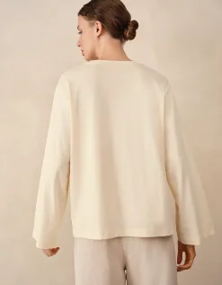 Relaxed Long Sleeve Pocket Detail Jersey Top