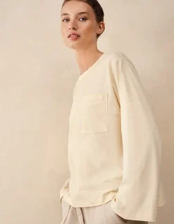 Relaxed Long Sleeve Pocket Detail Jersey Top