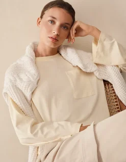 Relaxed Long Sleeve Pocket Detail Jersey Top
