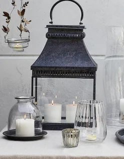Ribbed Domed Glass Candle Holder with Tray – Large