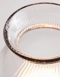 Ribbed Glass Dome Candle Holder with Tray – Medium