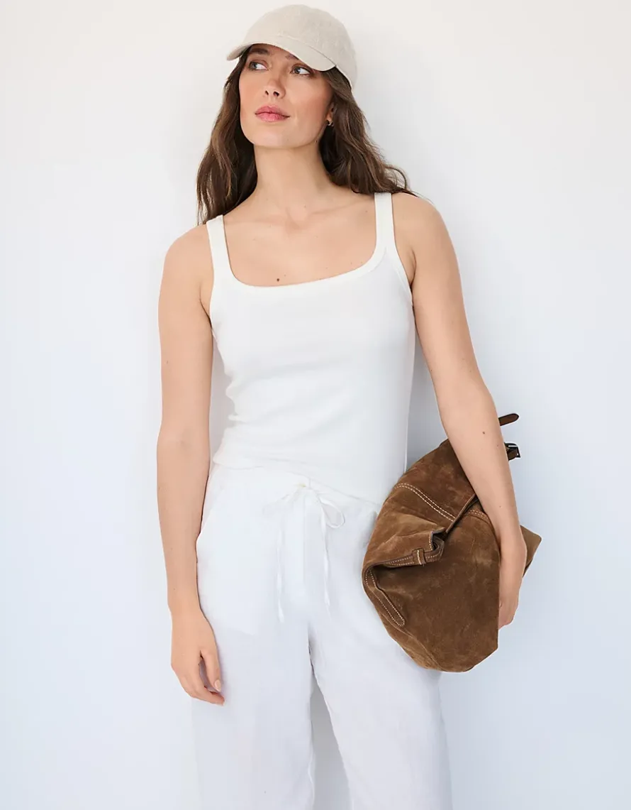 Ribbed Square Neck Jersey Vest