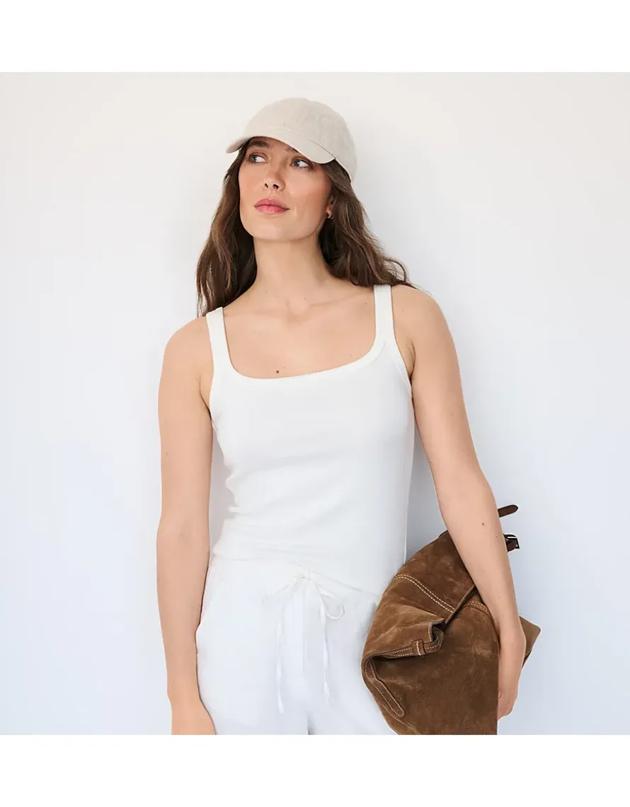 Ribbed Square Neck Jersey Vest